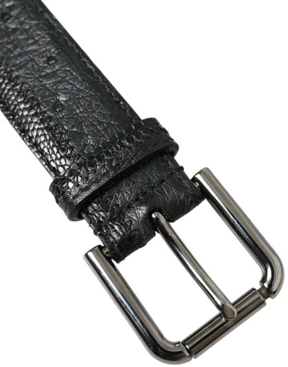 Cinturón elegante de piel negra con hebilla de metal de Dolce &amp; Gabbana