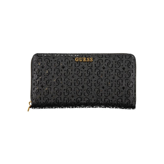 Guess Jeans Elegant Black Polyethylene Wallet with Zip Closure