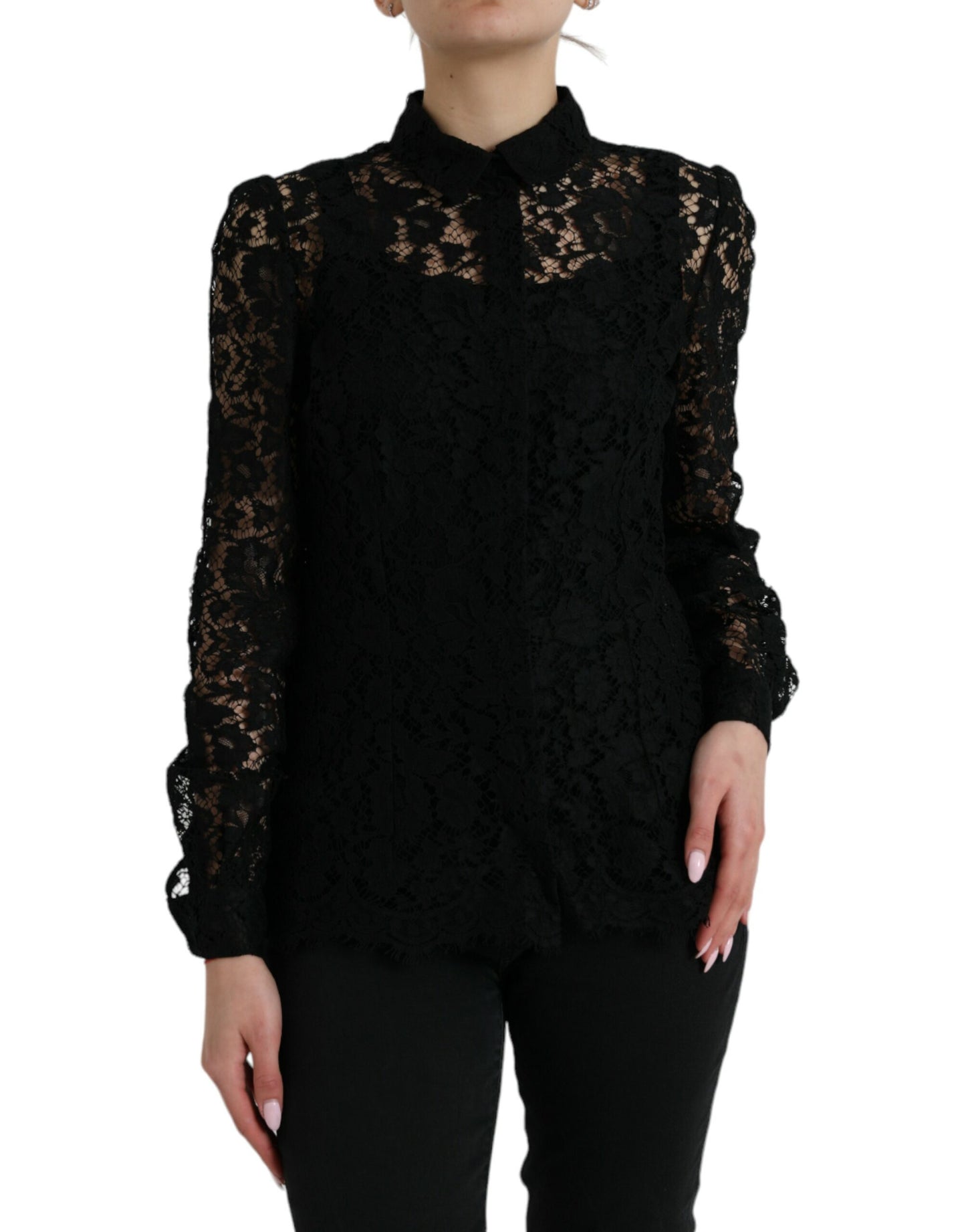 Blusa elegante con encaje floral de Dolce &amp; Gabbana