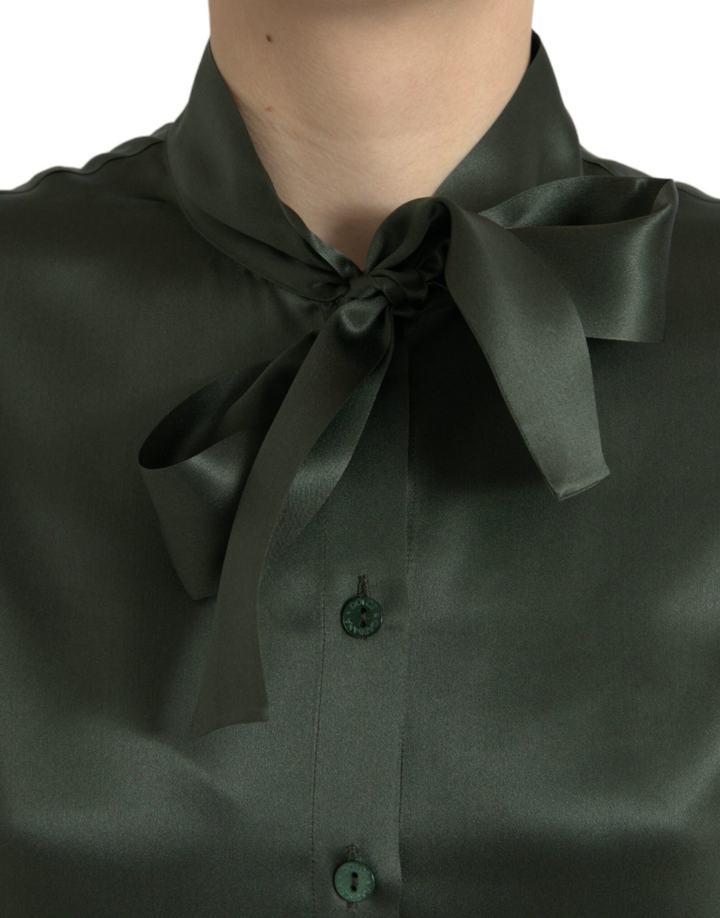 Blusa elegante de seda con cuello ascot de Dolce &amp; Gabbana