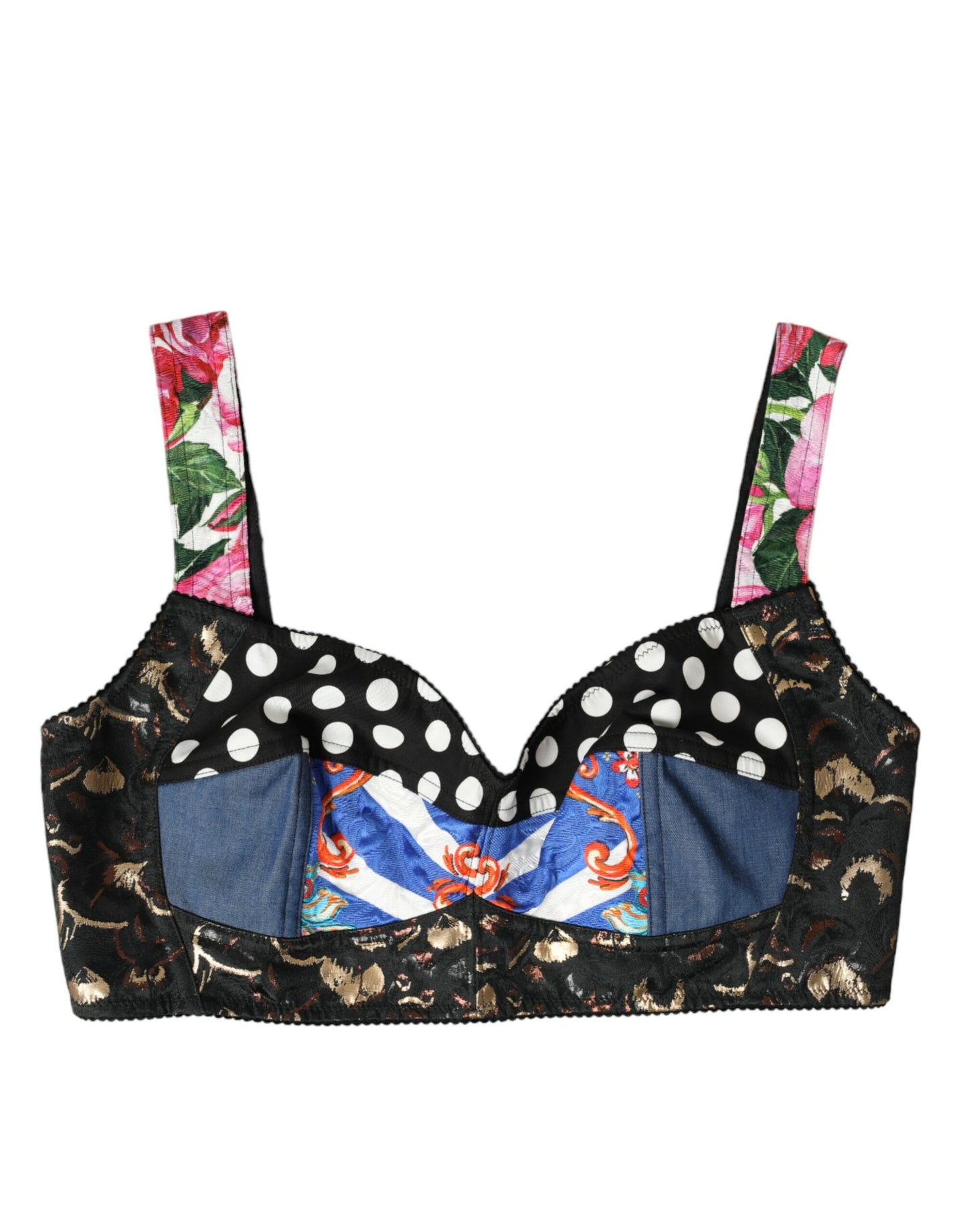 Top corto con bustier y parches florales de Dolce &amp; Gabbana