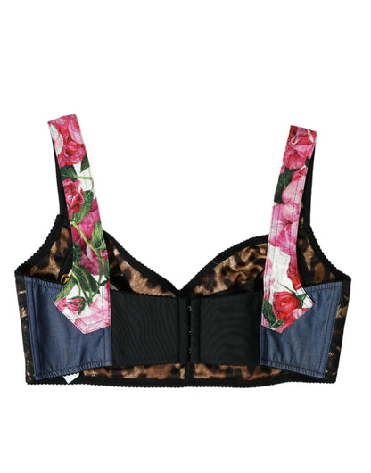 Top corto con bustier y parches florales de Dolce &amp; Gabbana