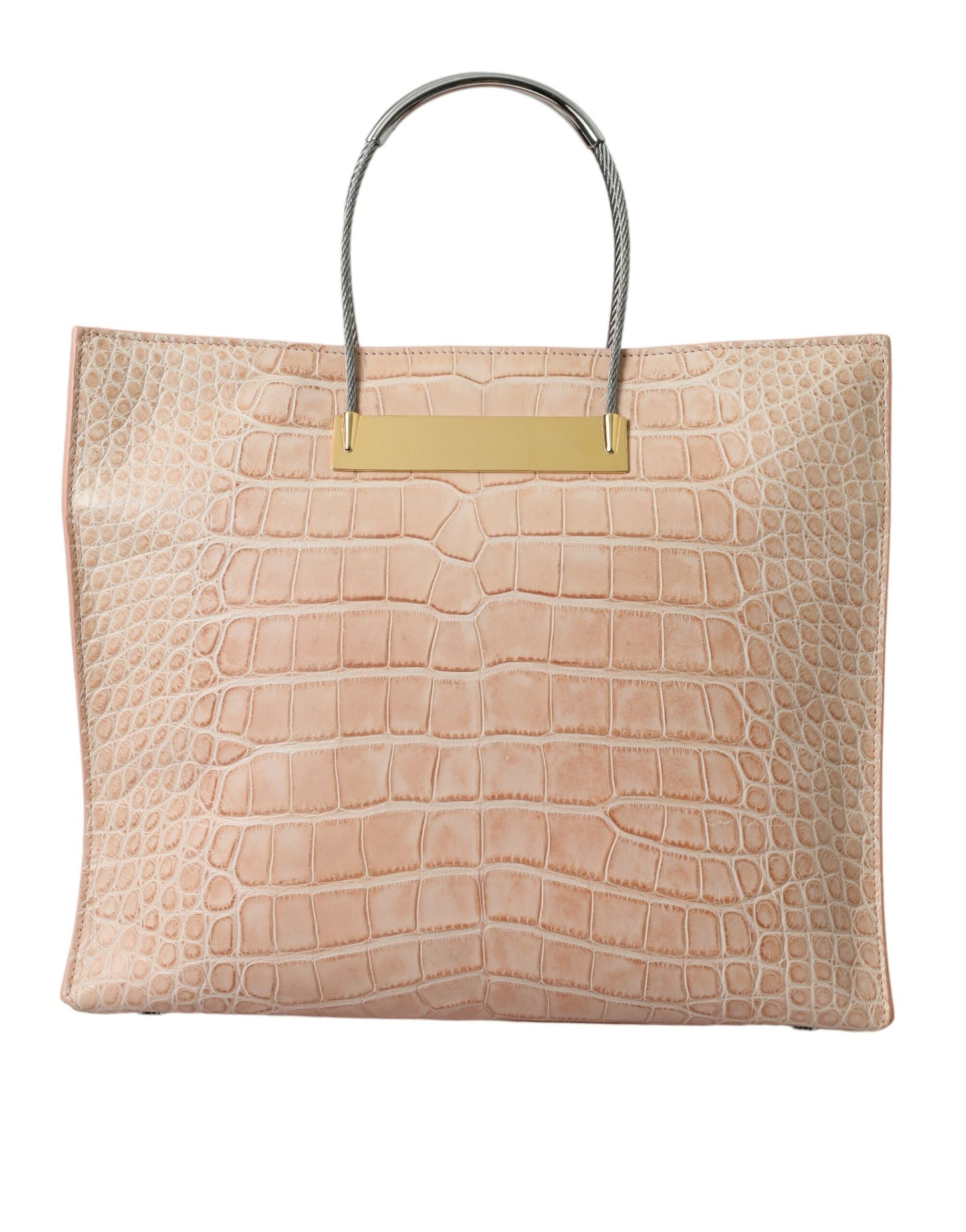 Bolso tote elegante de piel de cocodrilo rosa de Balenciaga