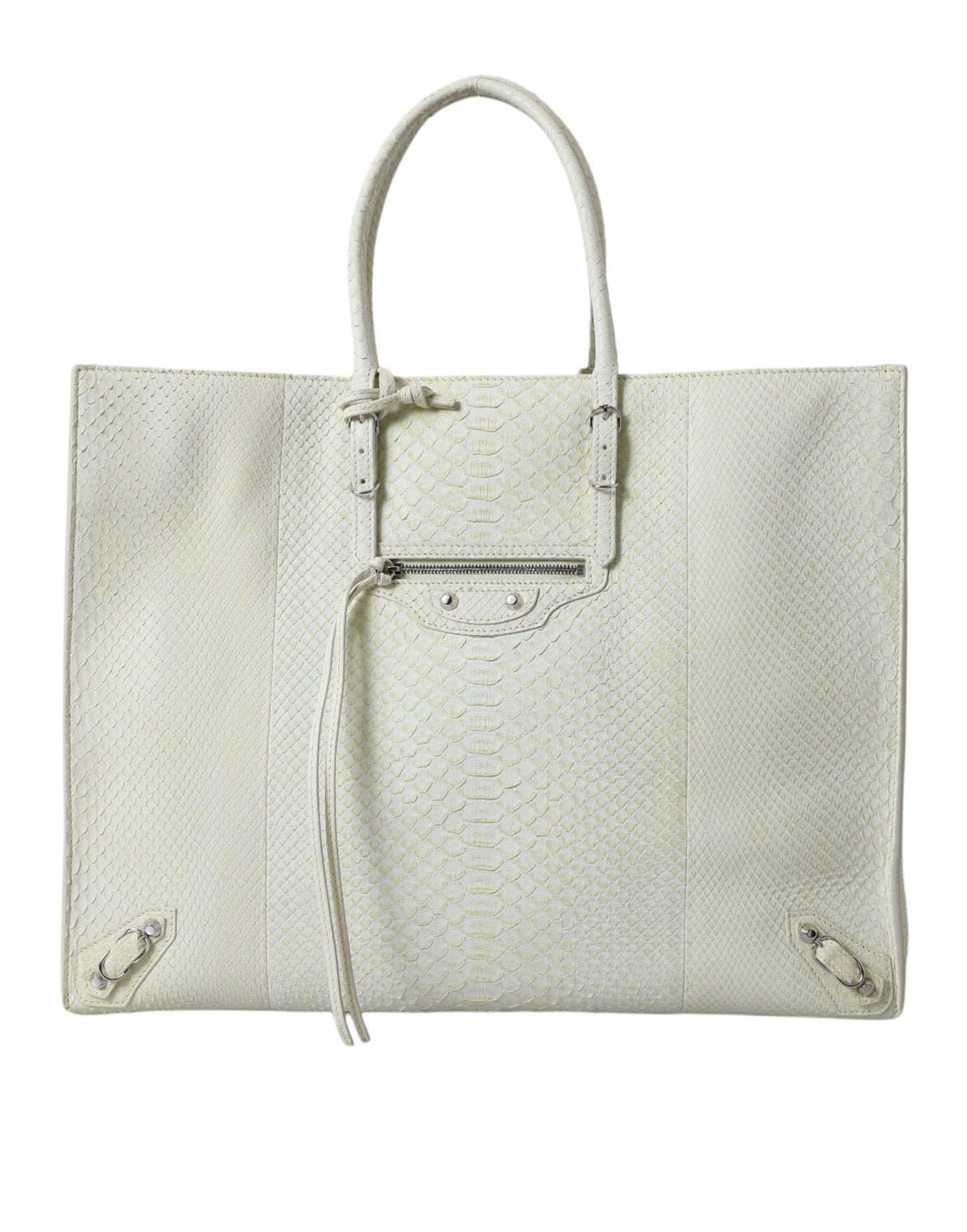 Bolso Balenciaga Chic de piel de pitón en blanco y amarillo