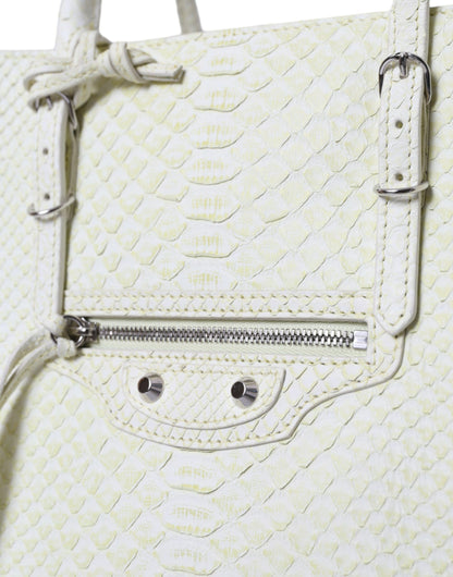 Bolso Balenciaga Chic de piel de pitón en blanco y amarillo