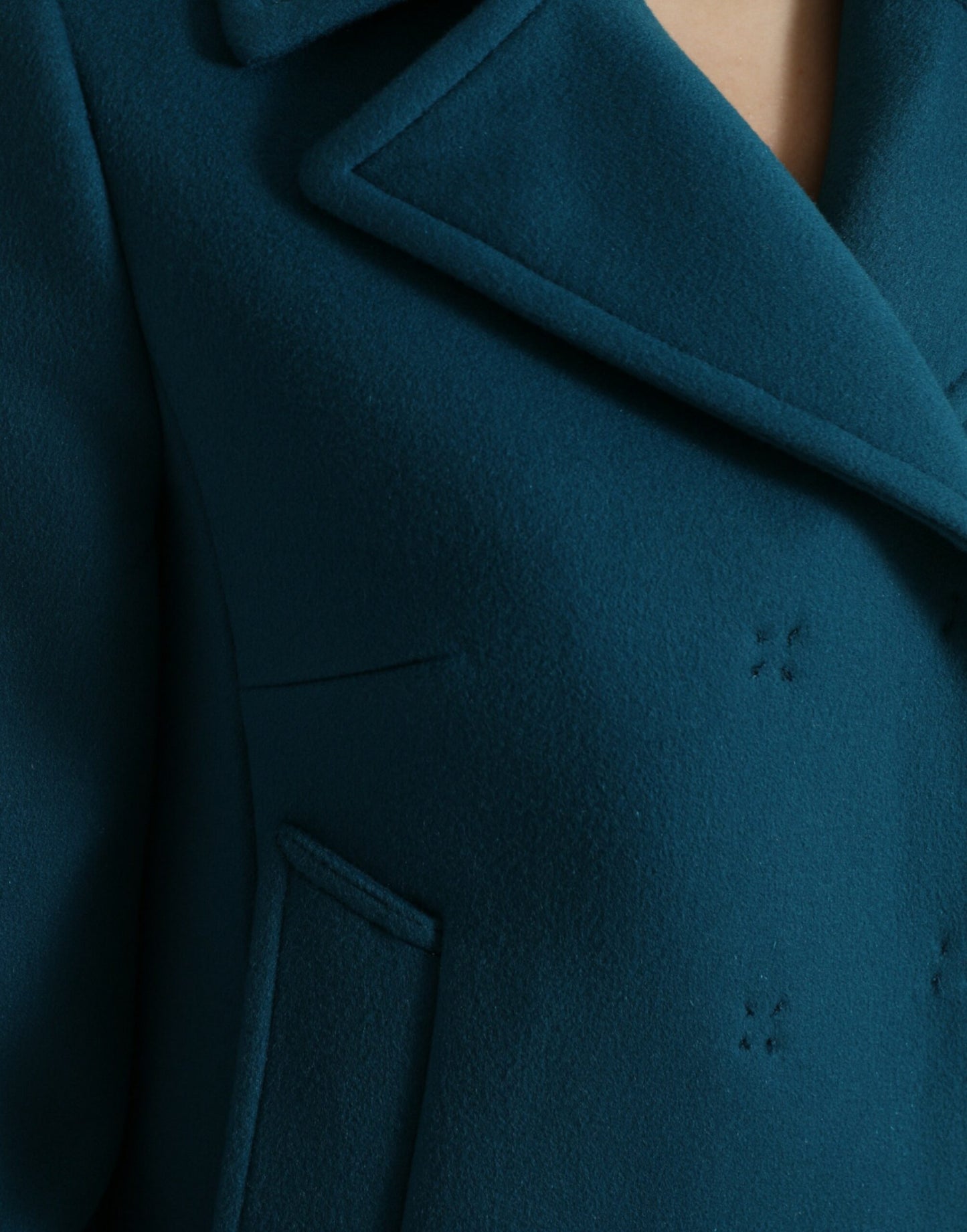 Dolce & Gabbana Blue Trench Wool Cashmere Short Coat Jacket