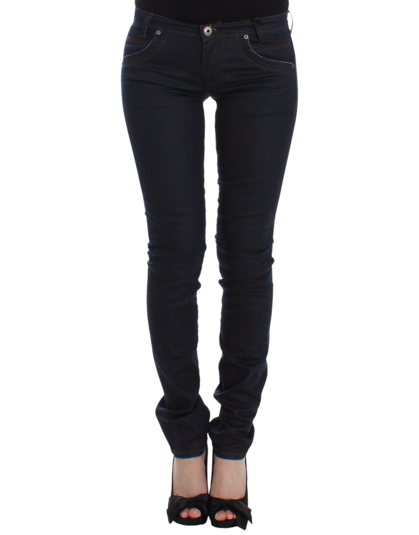 Ermanno Scervino Chic Dark Blue Slim Jeans för elegant stil