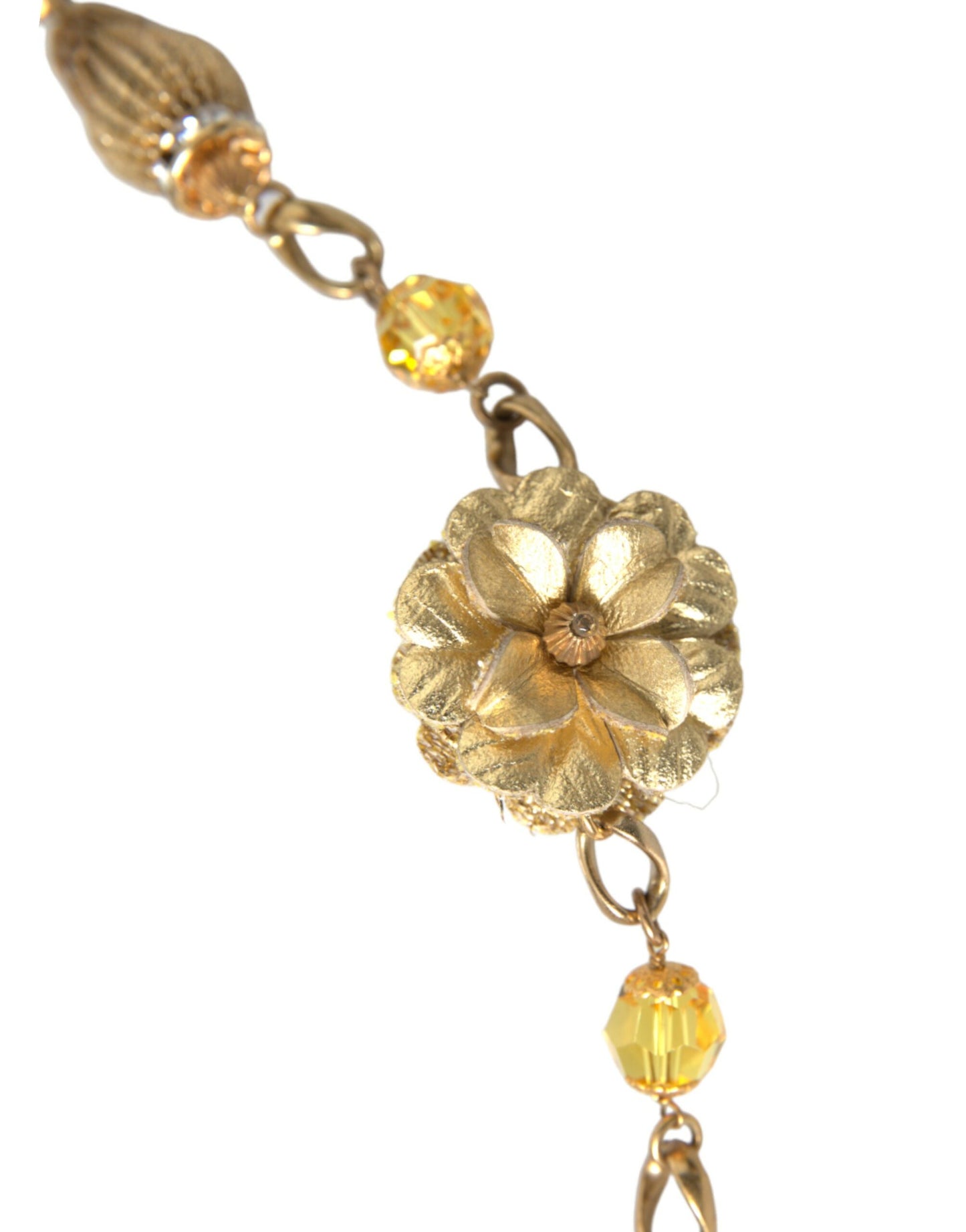 Dolce &amp; Gabbana Crystal Flower Filigran Gold Mässing Statement Halsband