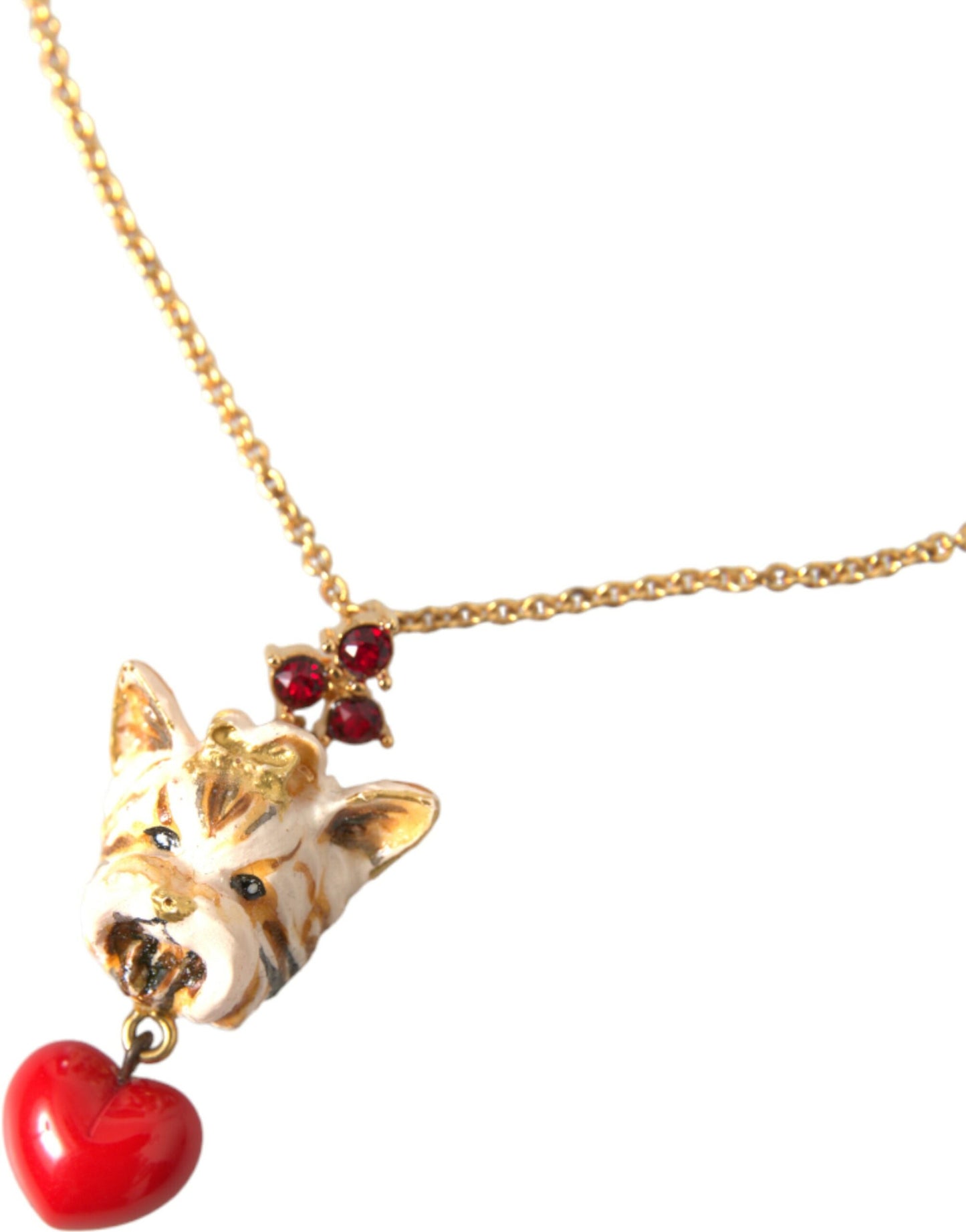 Dolce &amp; Gabbana guld mässing kedja hund hjärtat hängande charm halsband