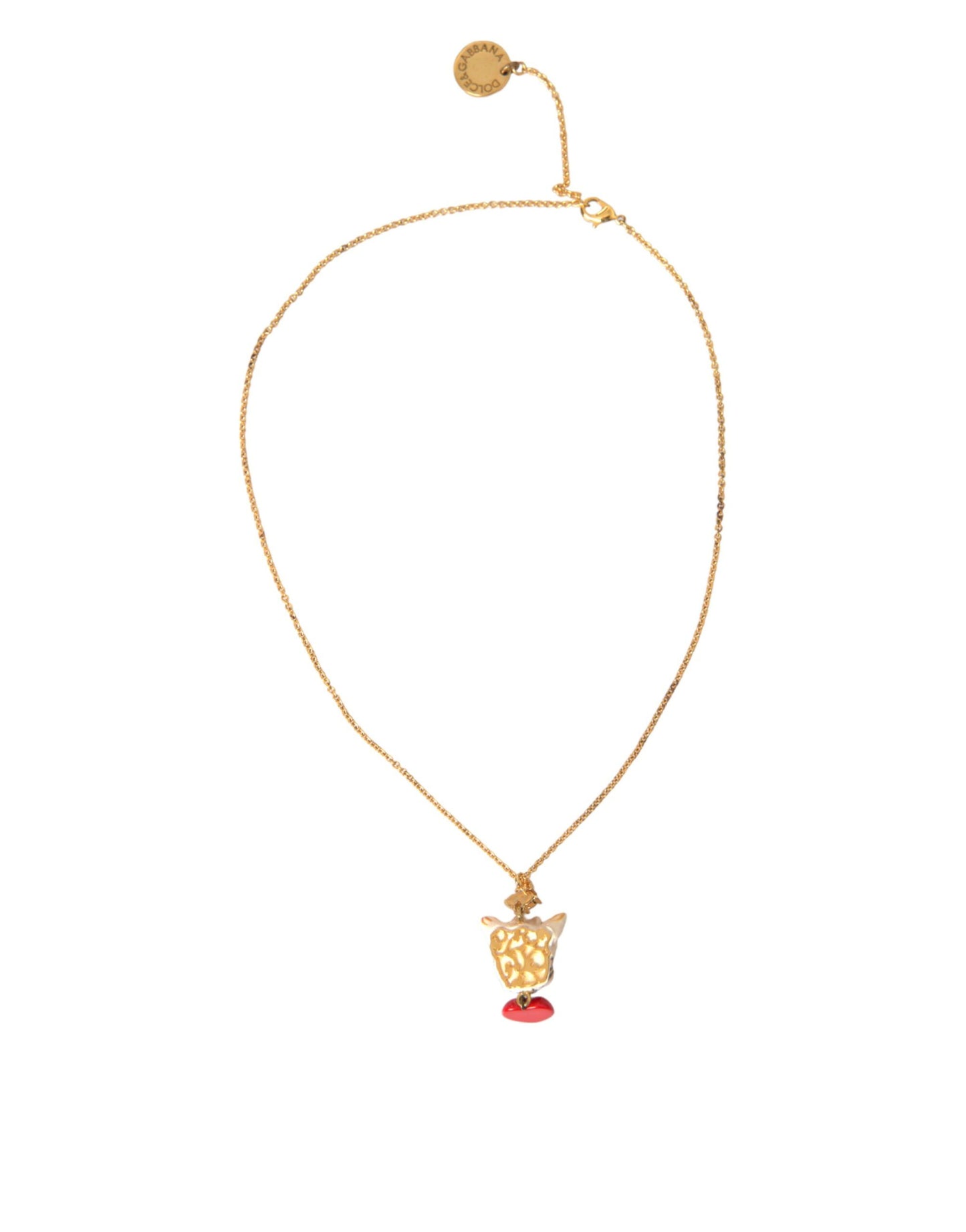 Dolce &amp; Gabbana guld mässing kedja hund hjärtat hängande charm halsband