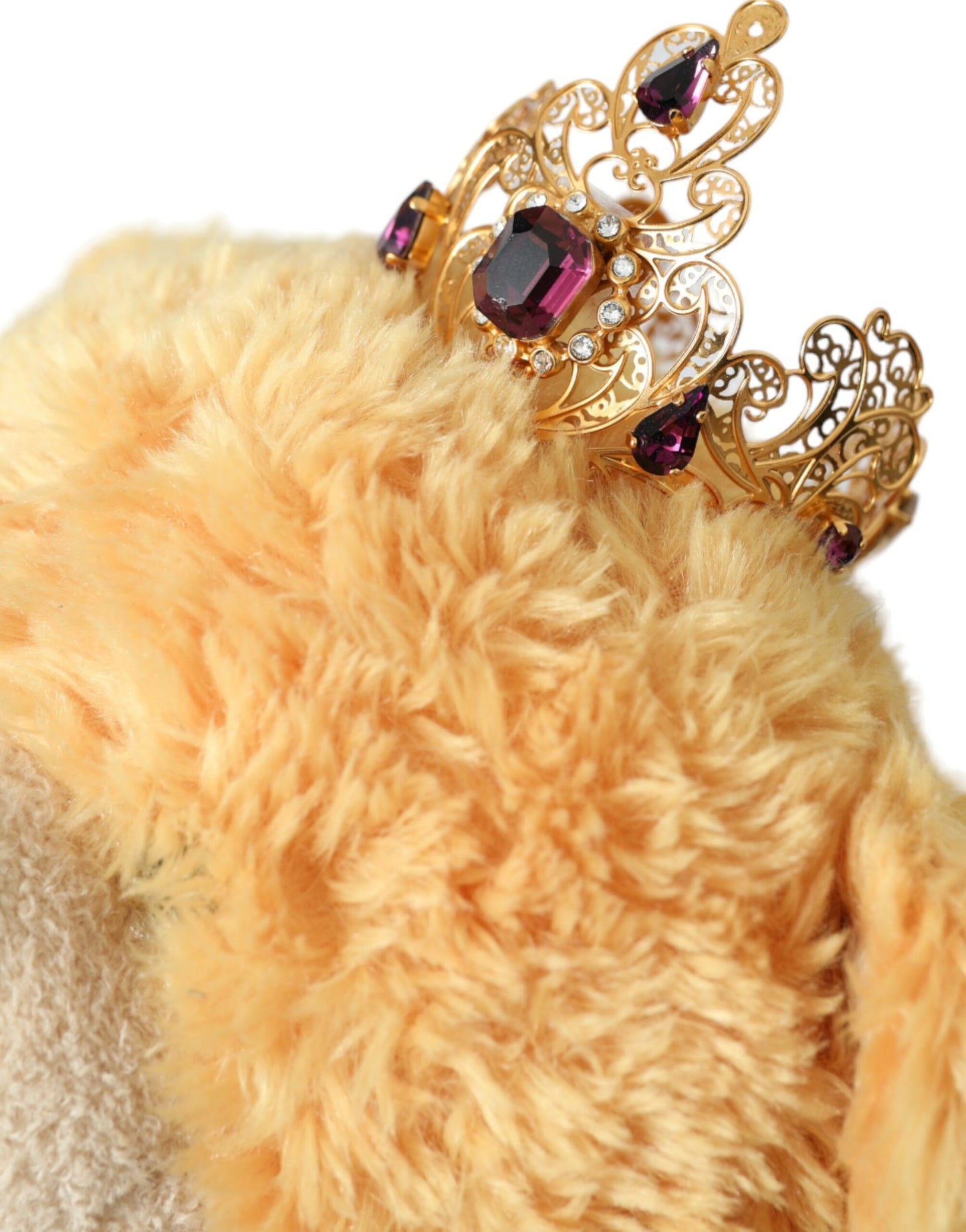 Diadema para el pelo con corona de cristales dorados y osito de peluche marrón de Dolce &amp; Gabbana