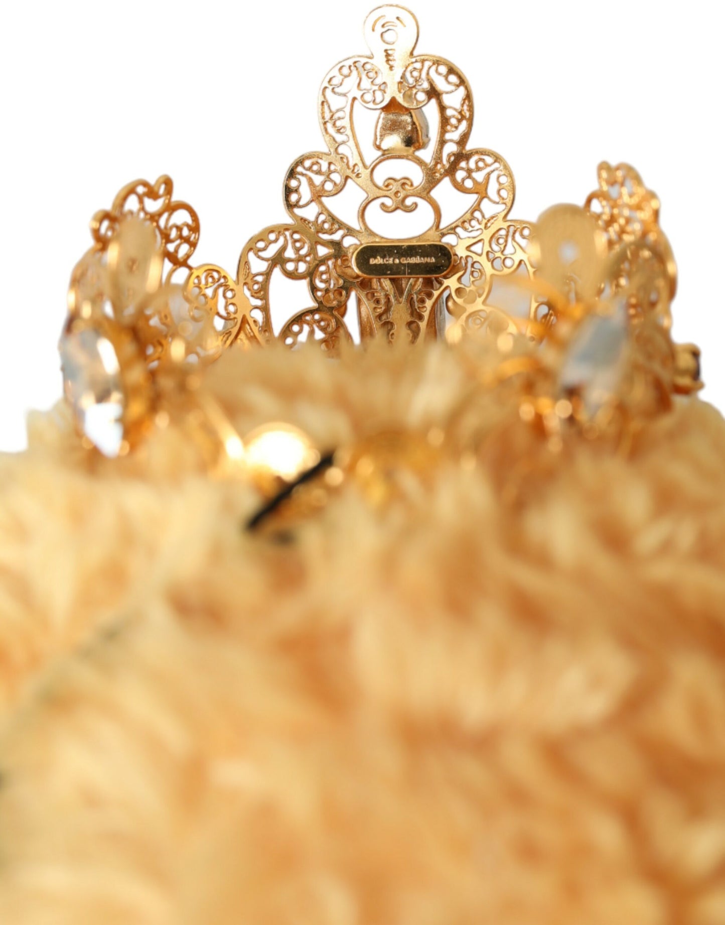 Diadema para el pelo con corona de cristales dorados y osito de peluche marrón de Dolce &amp; Gabbana