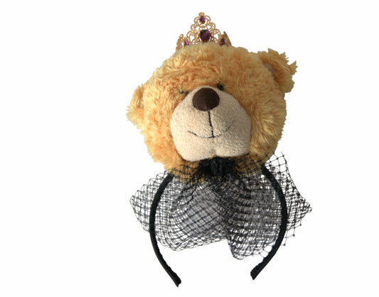 Dolce &amp; Gabbana Brun Teddy Bear Guld Kristall Krona Hårband Diadem