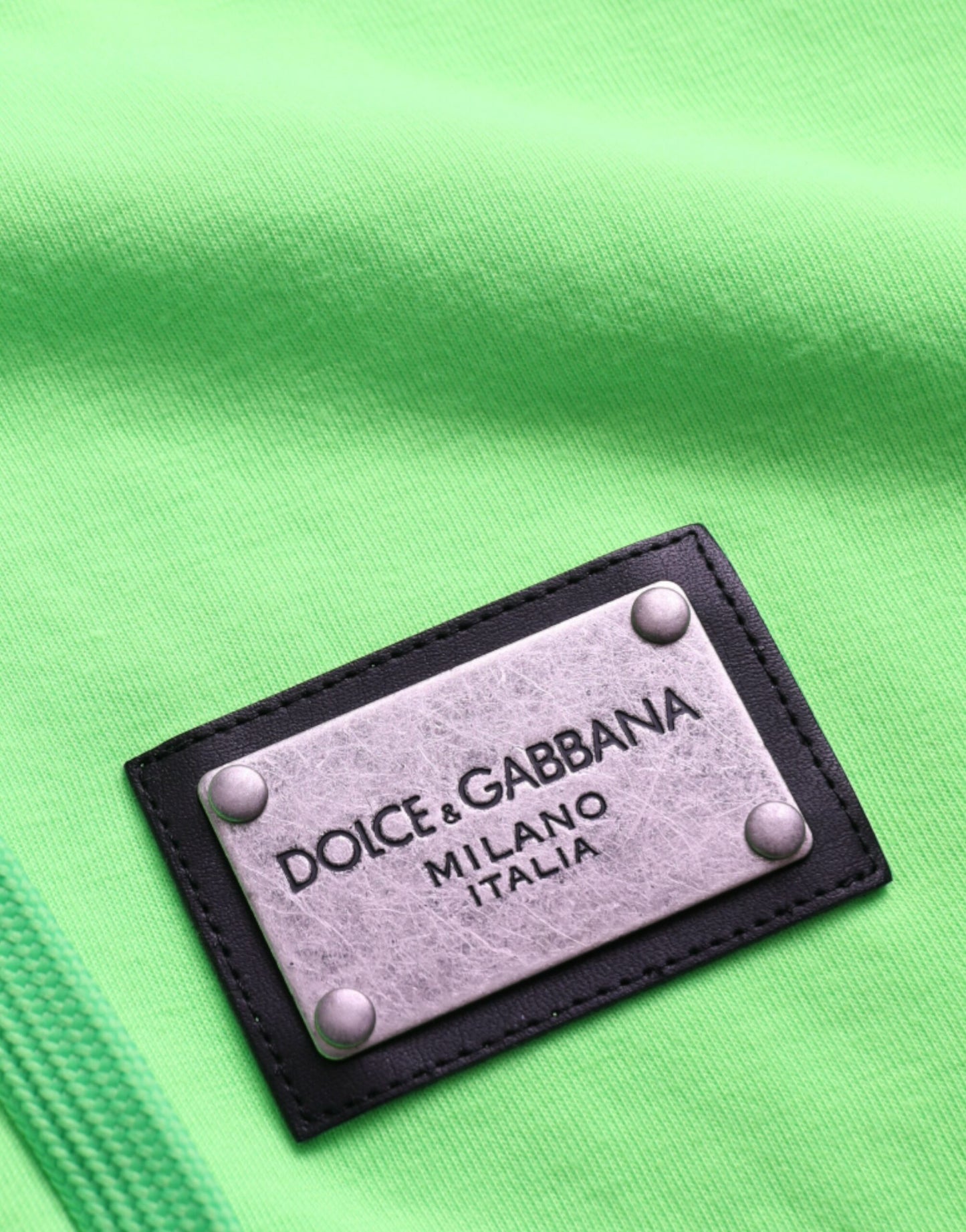 Dolce &amp; Gabbana Neongrön tröja med huva i full dragkedja