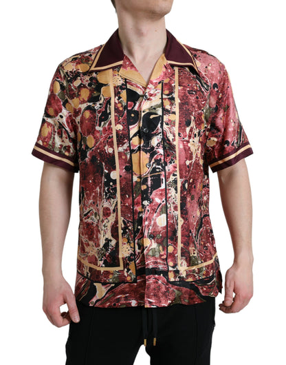 Dolce &amp; Gabbana Multicolor Button Down sidenskjorta