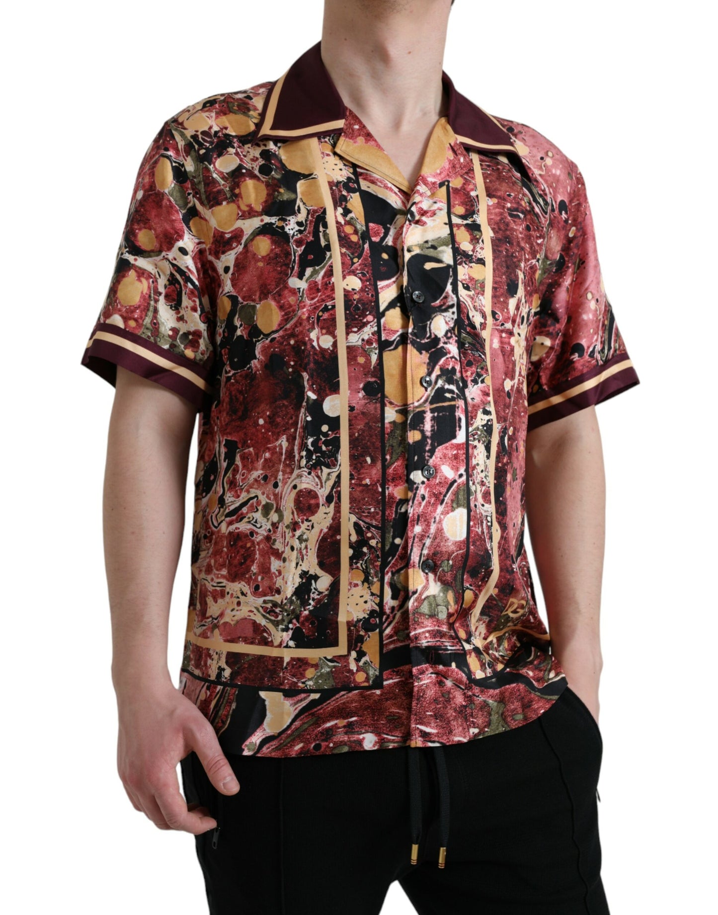 Dolce &amp; Gabbana Multicolor Button Down sidenskjorta