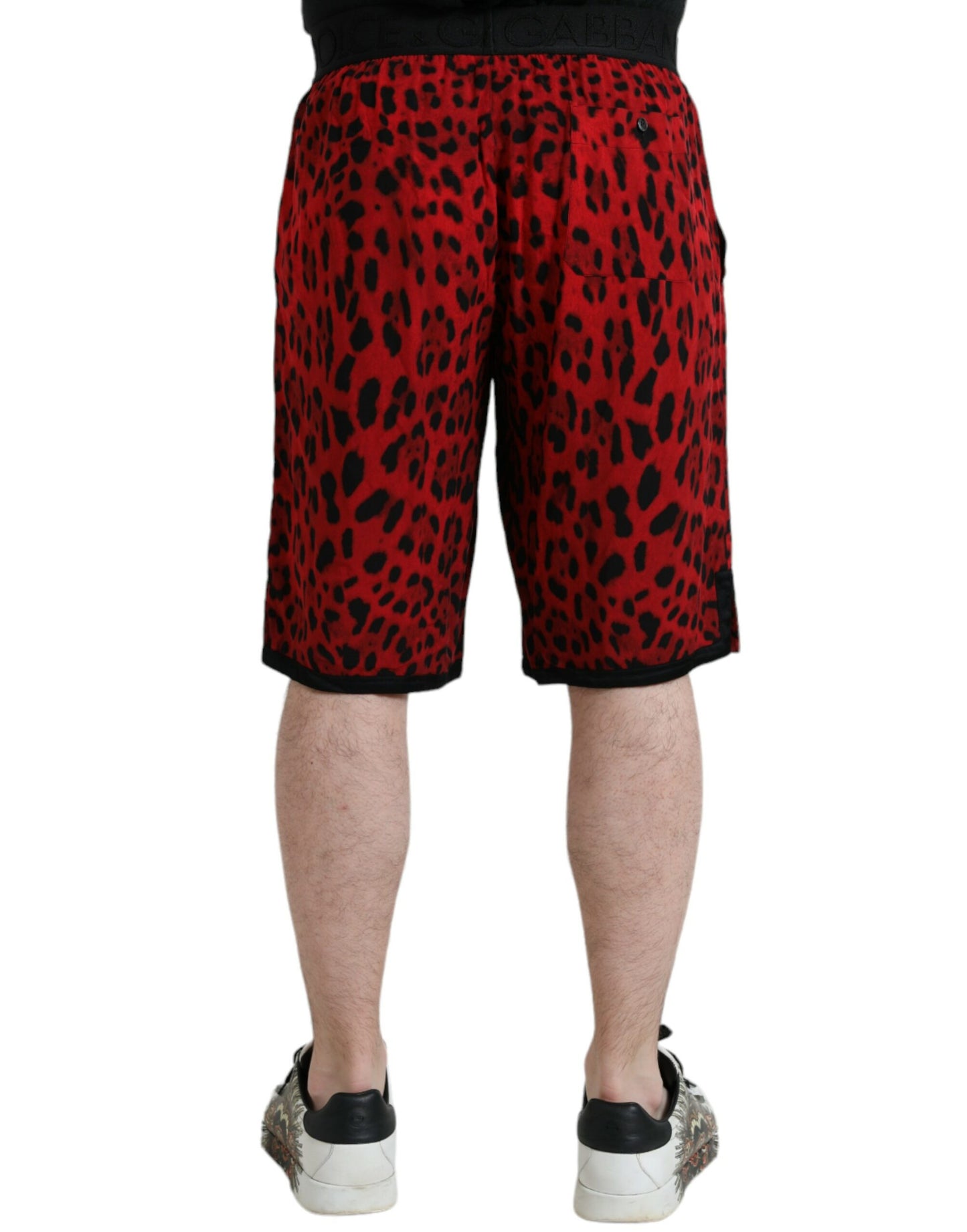 Bermudas de viscosa con estampado de leopardo rojo de Dolce &amp; Gabbana