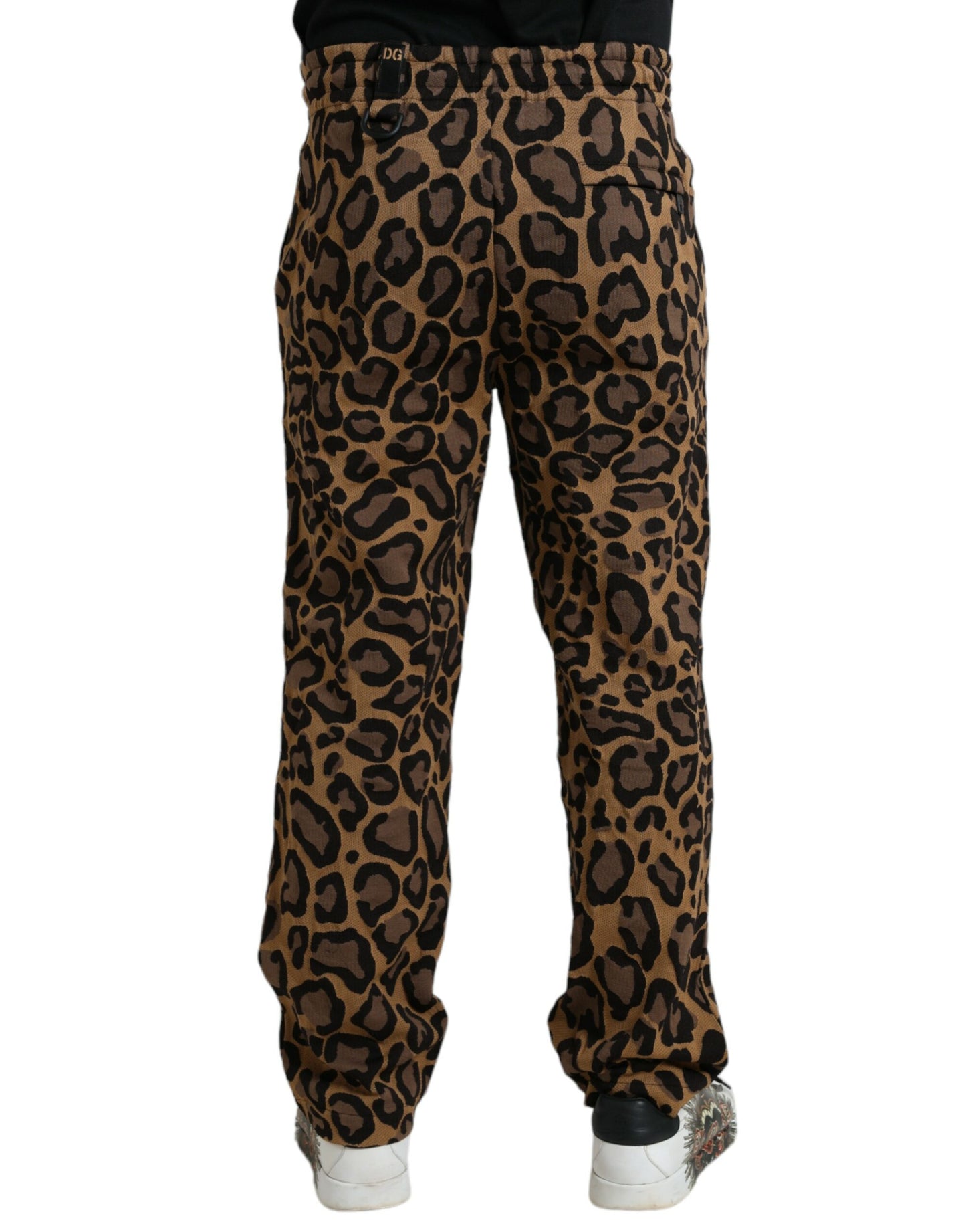 Dolce &amp; Gabbana bruna leopardmönstrade joggingbyxor i polyester