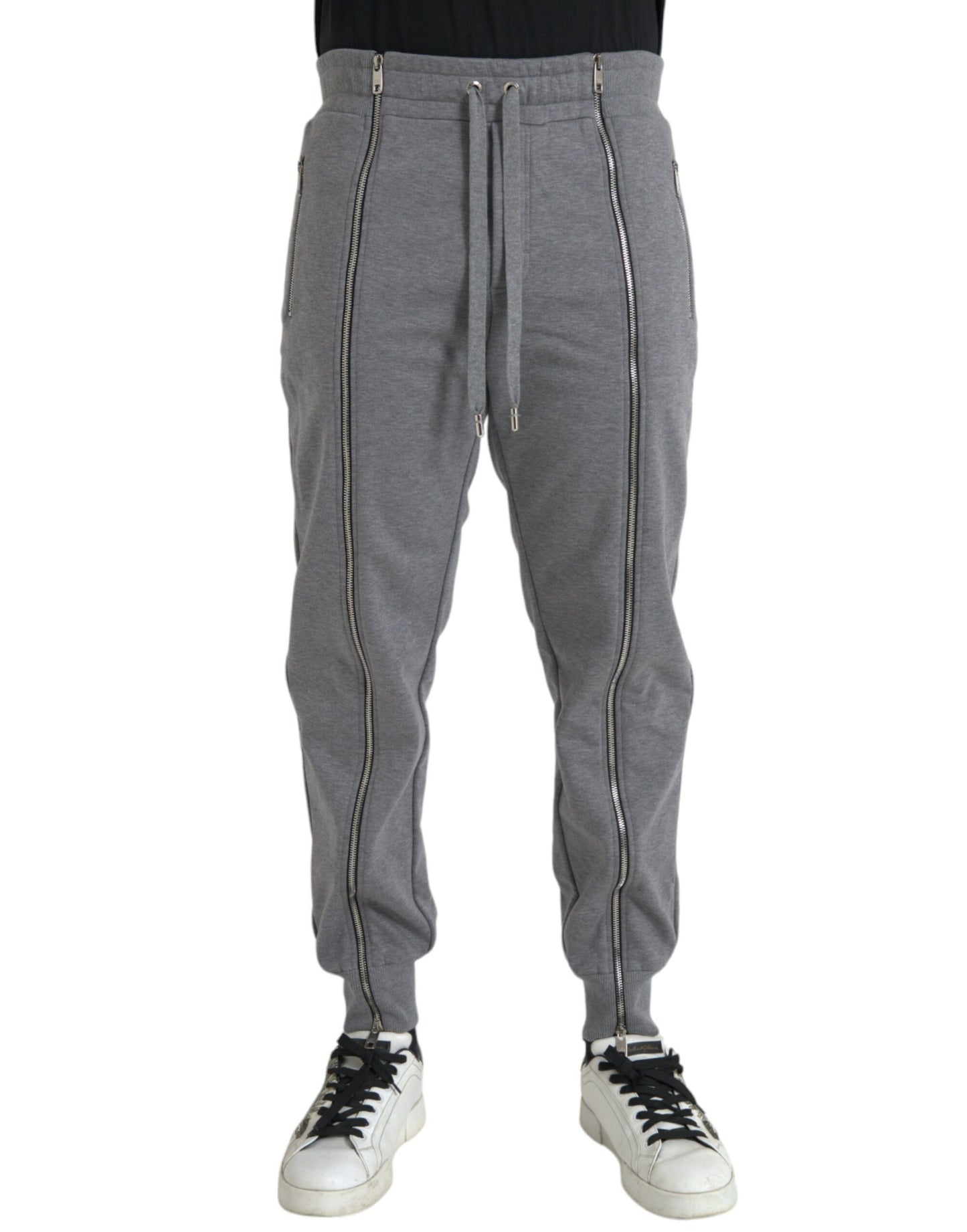 Dolce &amp; Gabbana Grey Cotton Jogger Skinny Sweatpants Byxor