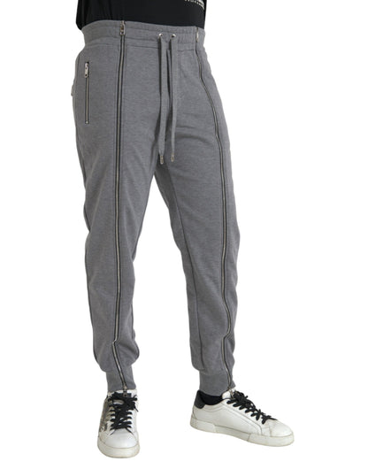 Dolce &amp; Gabbana Grey Cotton Jogger Skinny Sweatpants Byxor