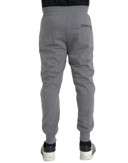 Dolce &amp; Gabbana Grey Cotton Jogger Skinny Sweatpants Byxor