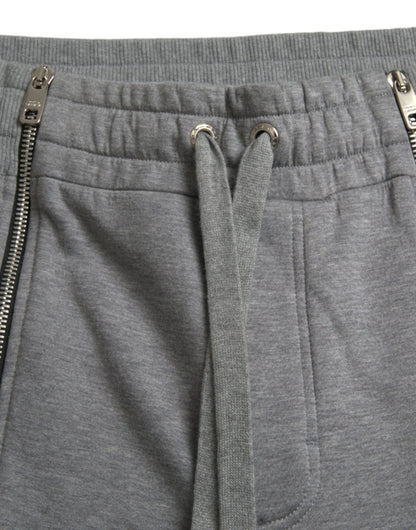 Dolce &amp; Gabbana Grey Cotton Jogger Skinny Sweatpants Byxor