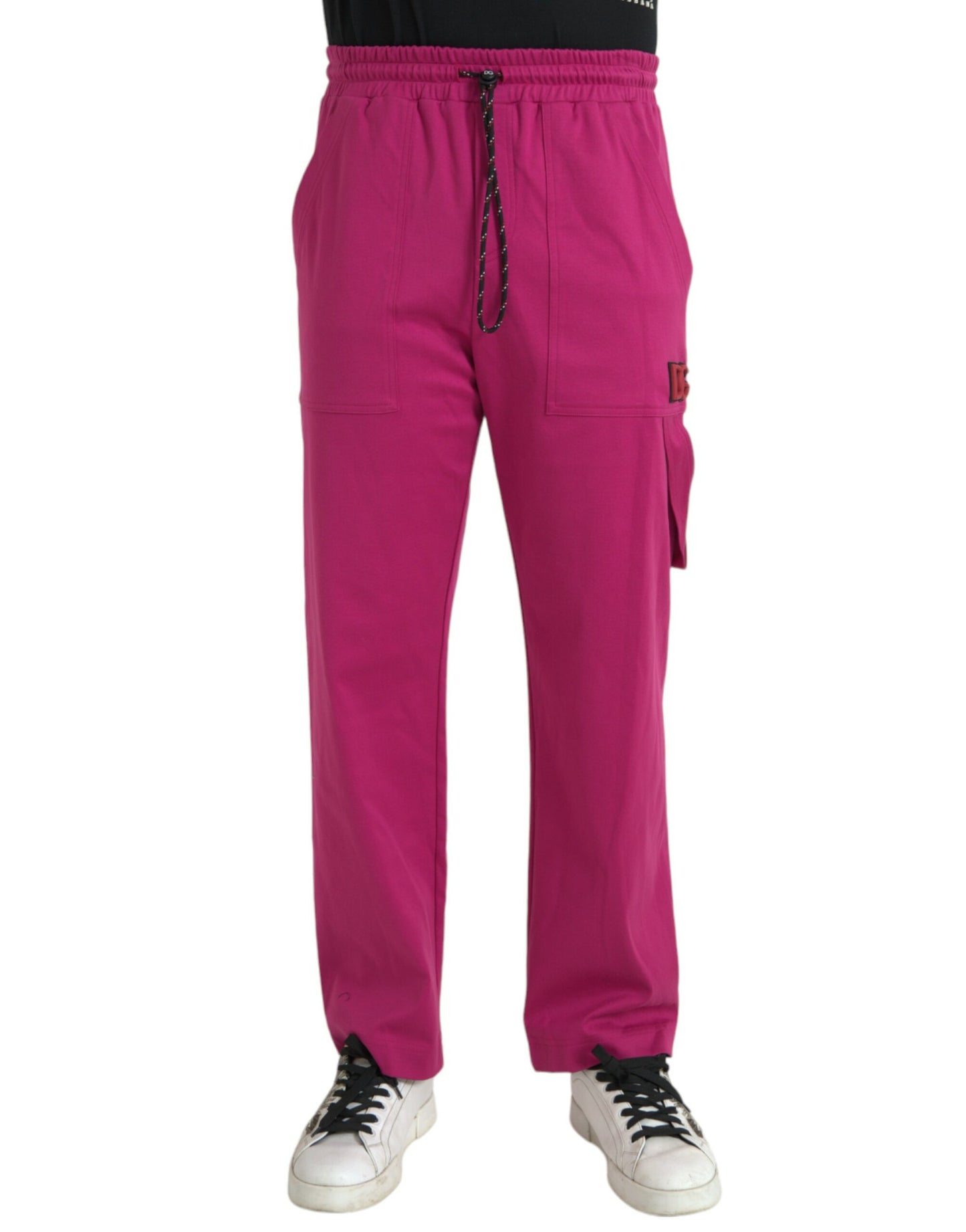 Dolce &amp; Gabbana Pink Logo Cargo Cotton Jogger Sweatpants Byxor