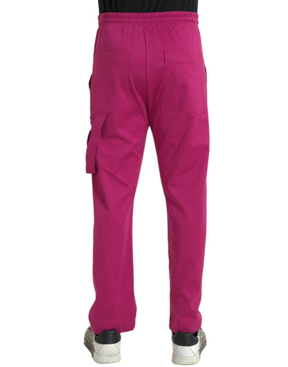 Dolce &amp; Gabbana Pink Logo Cargo Cotton Jogger Sweatpants Byxor