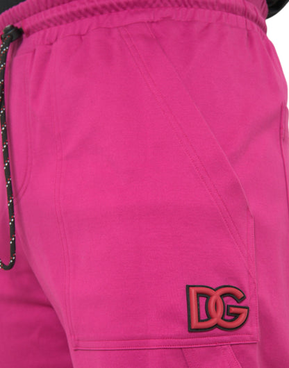 Dolce &amp; Gabbana Pink Logo Cargo Cotton Jogger Sweatpants Byxor