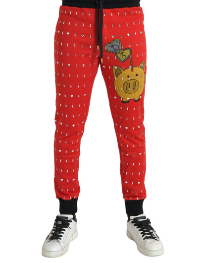 Dolce &amp; Gabbana Red Year Of The Pig Jogger Joggingbyxor