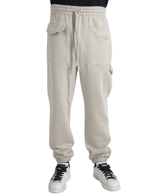 Dolce &amp; Gabbana Off White Viskos Cargo Jogger Sweatpants Byxor