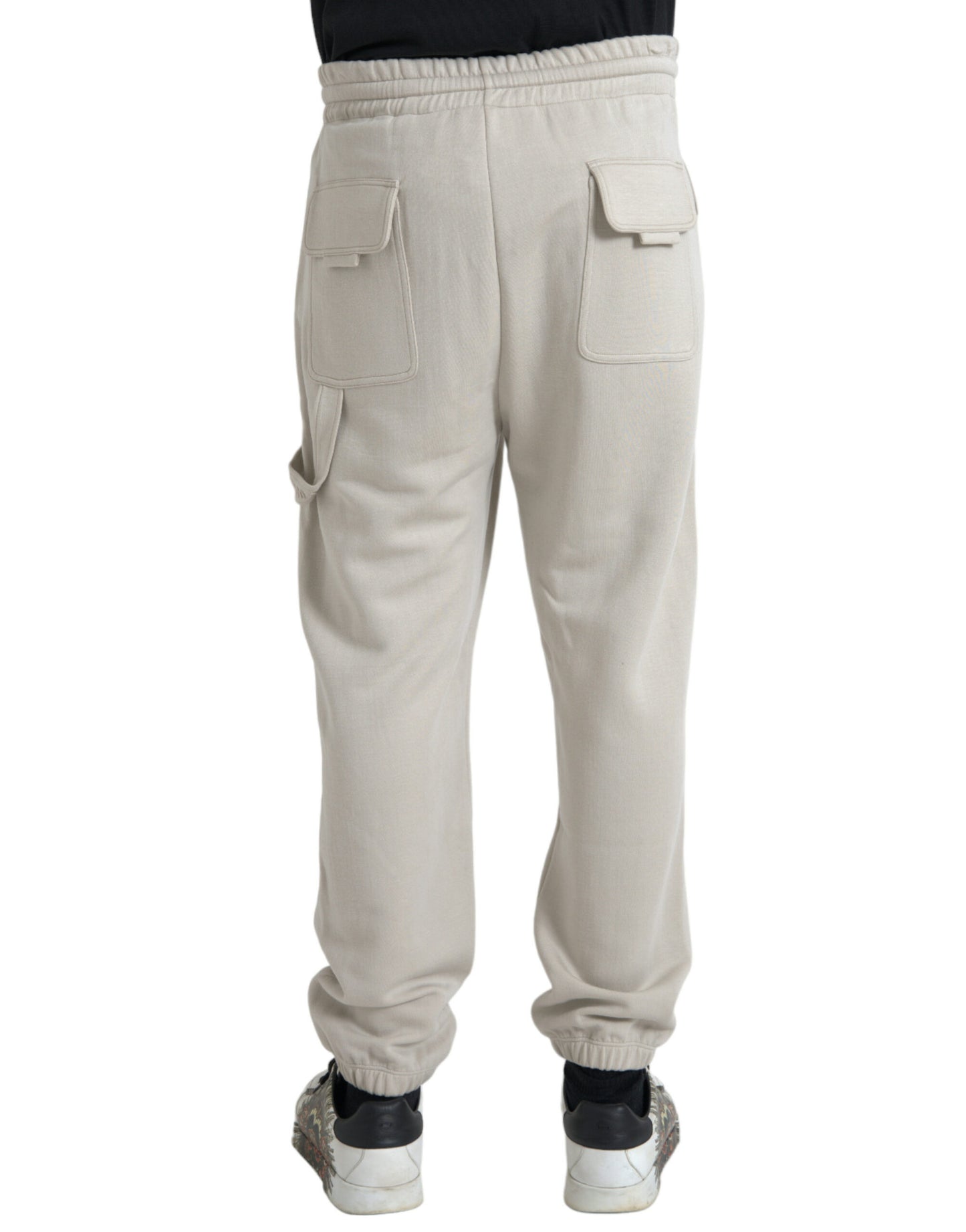 Dolce &amp; Gabbana Off White Viskos Cargo Jogger Sweatpants Byxor