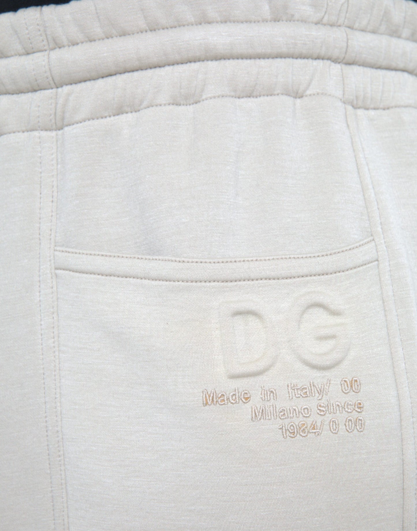 Dolce &amp; Gabbana Off White Viskos Cargo Jogger Sweatpants Byxor