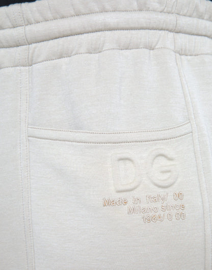 Dolce &amp; Gabbana Off White Viskos Cargo Jogger Sweatpants Byxor