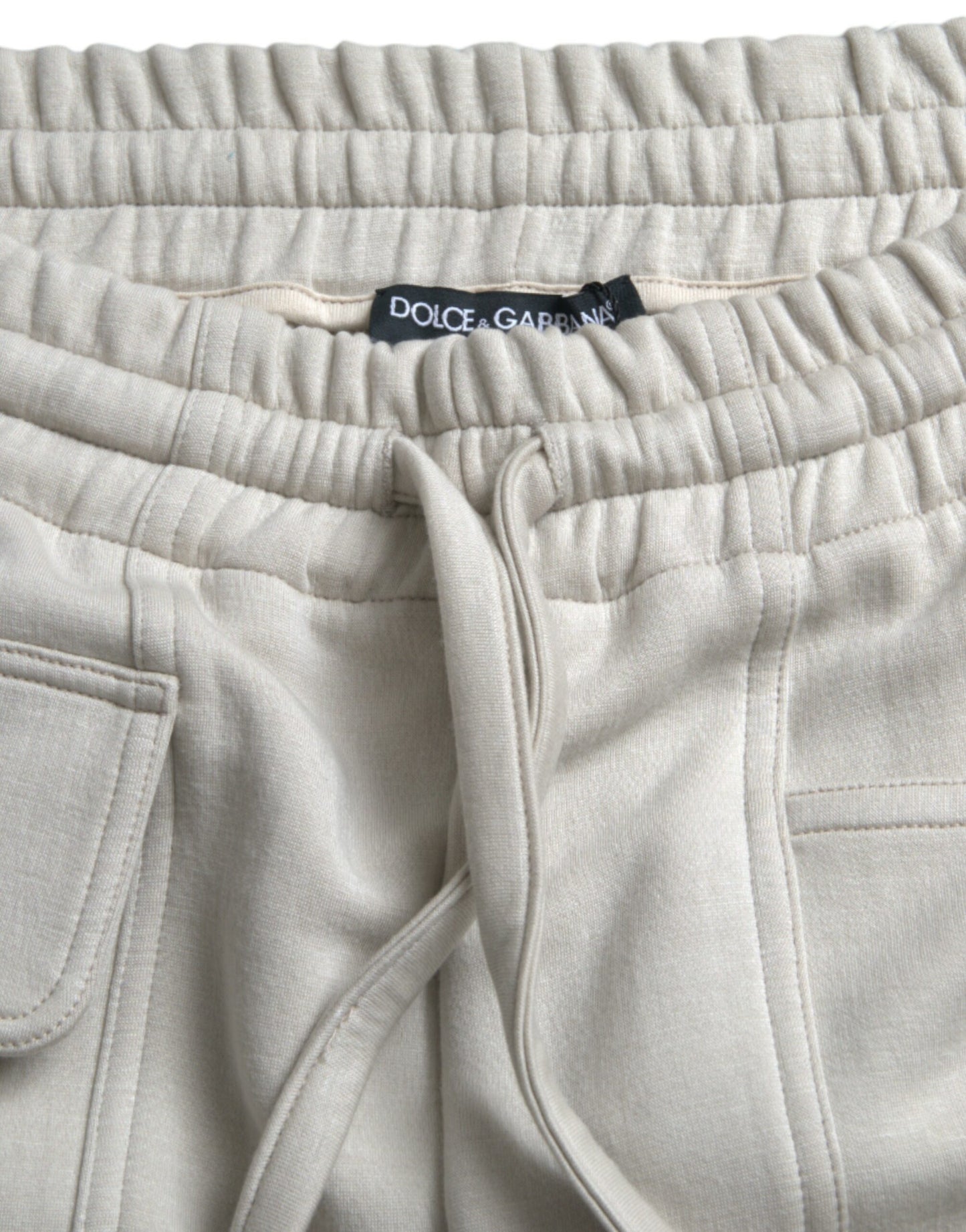 Dolce &amp; Gabbana Off White Viskos Cargo Jogger Sweatpants Byxor