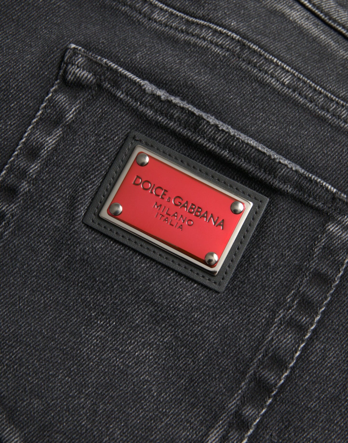 Dolce &amp; Gabbana grå bomullsstretch jeans med logotyp i skinny denim