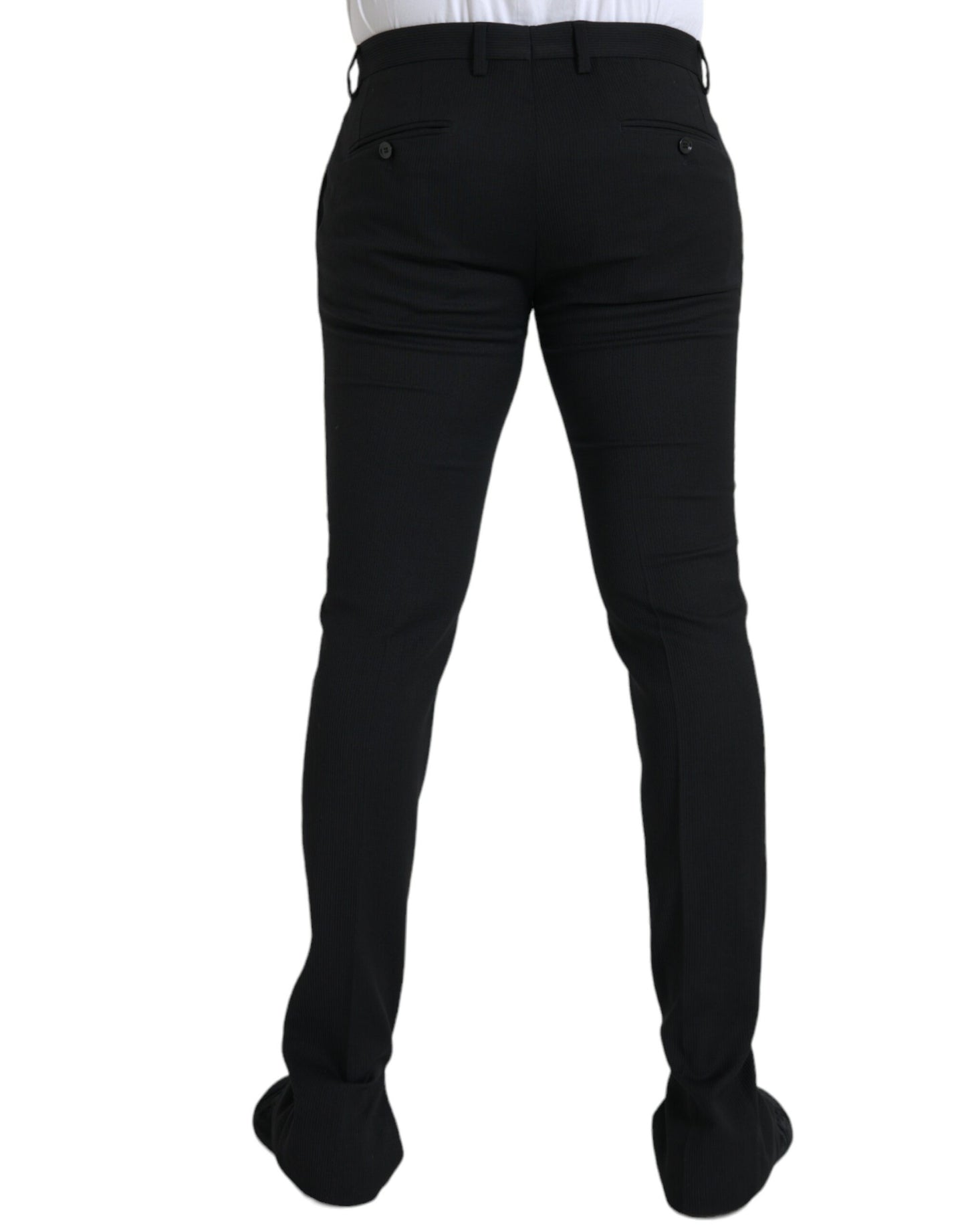 Dolce &amp; Gabbana Black Wool Stretch Men Skinny Pants