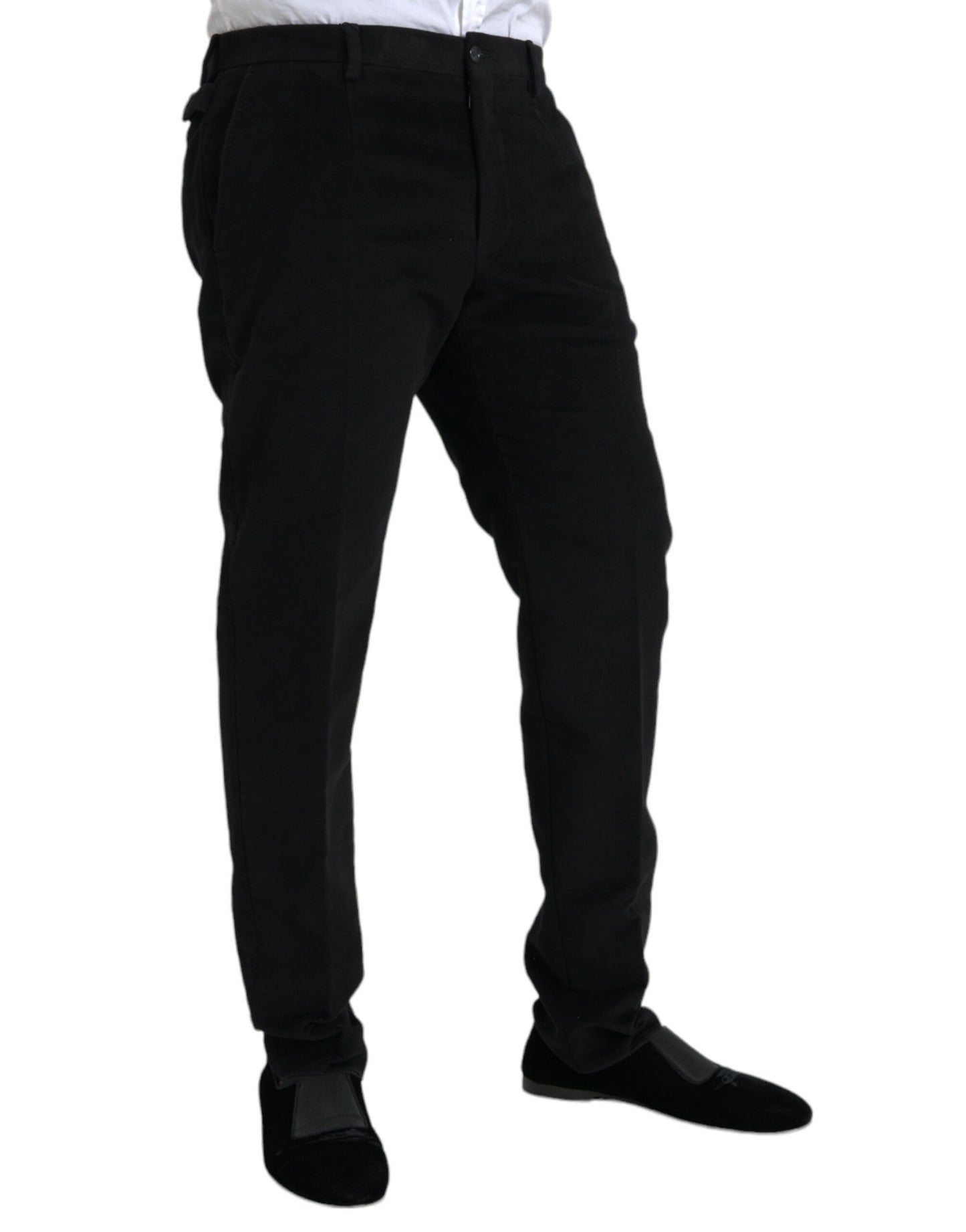 Dolce &amp; Gabbana Black Cotton Velvet Skinny Pants