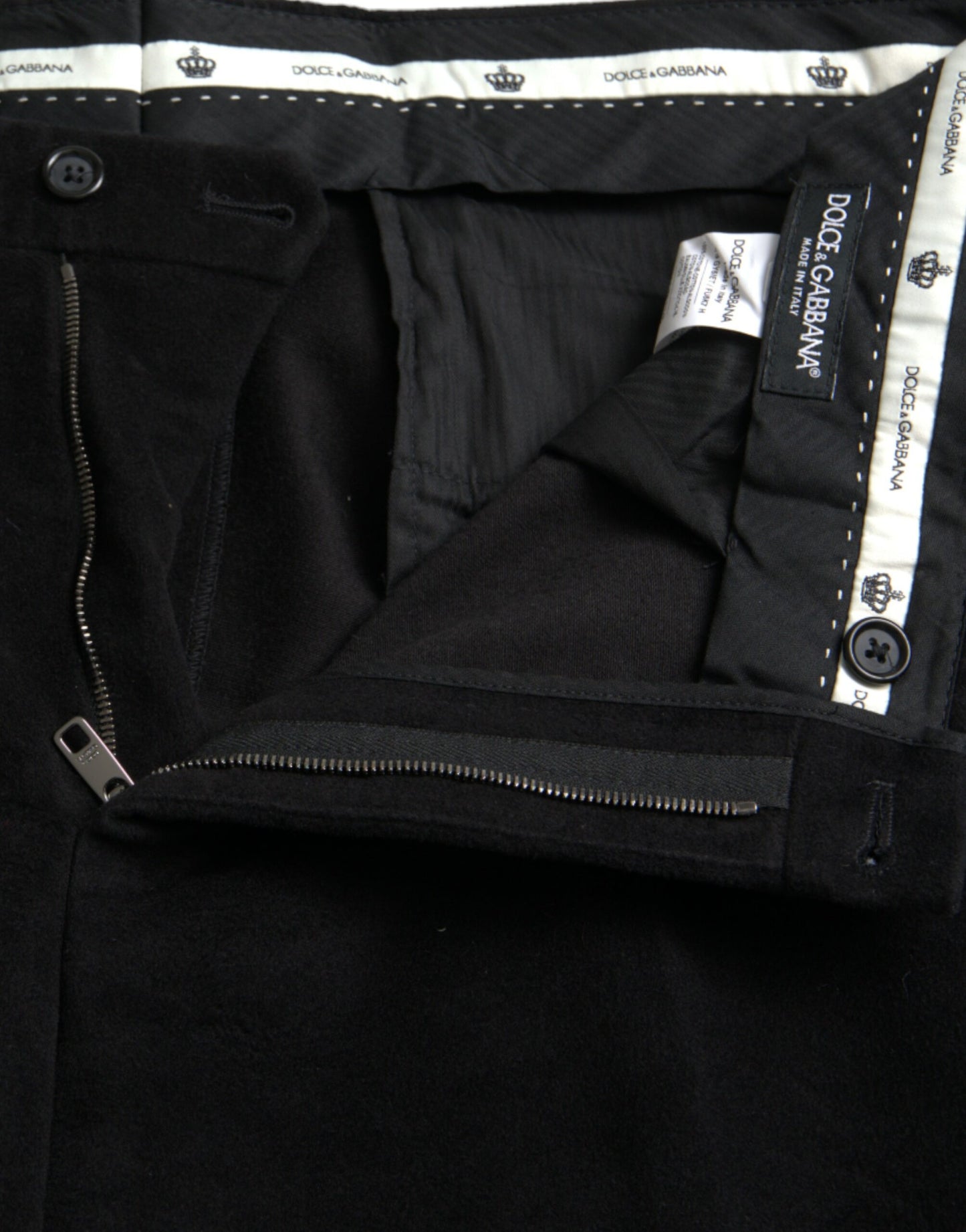 Dolce &amp; Gabbana Black Cotton Velvet Skinny Pants