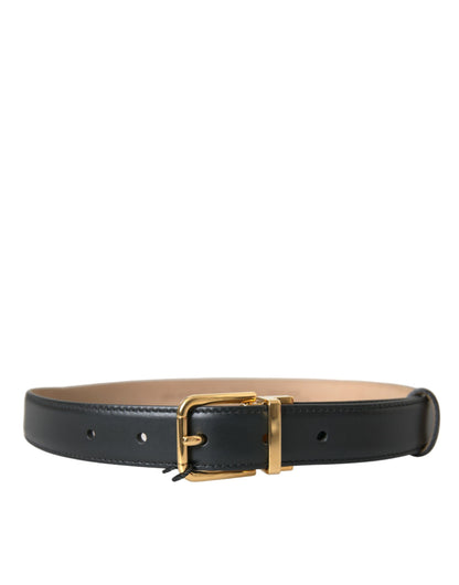 Cinturón de cuero negro con hebilla de metal dorado de Dolce &amp; Gabbana para hombre