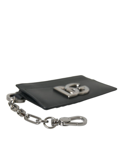 Cartera para tarjetas con logotipo DG de piel de becerro negra de Dolce &amp; Gabbana para hombre