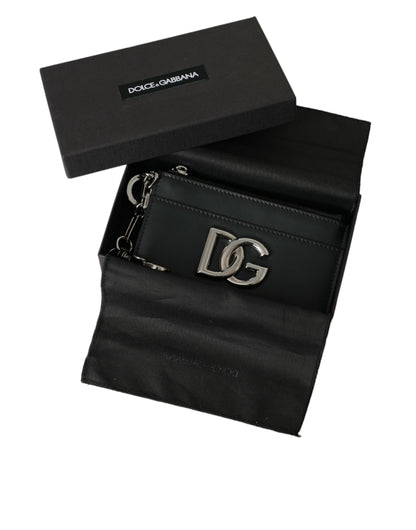 Cartera para tarjetas con logotipo DG de piel de becerro negra de Dolce &amp; Gabbana para hombre