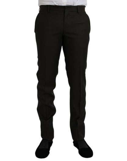 Dolce &amp; Gabbana mörkbrun ull Slim Fit formella byxor