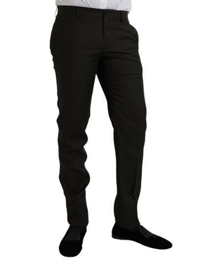 Dolce &amp; Gabbana mörkbrun ull Slim Fit formella byxor