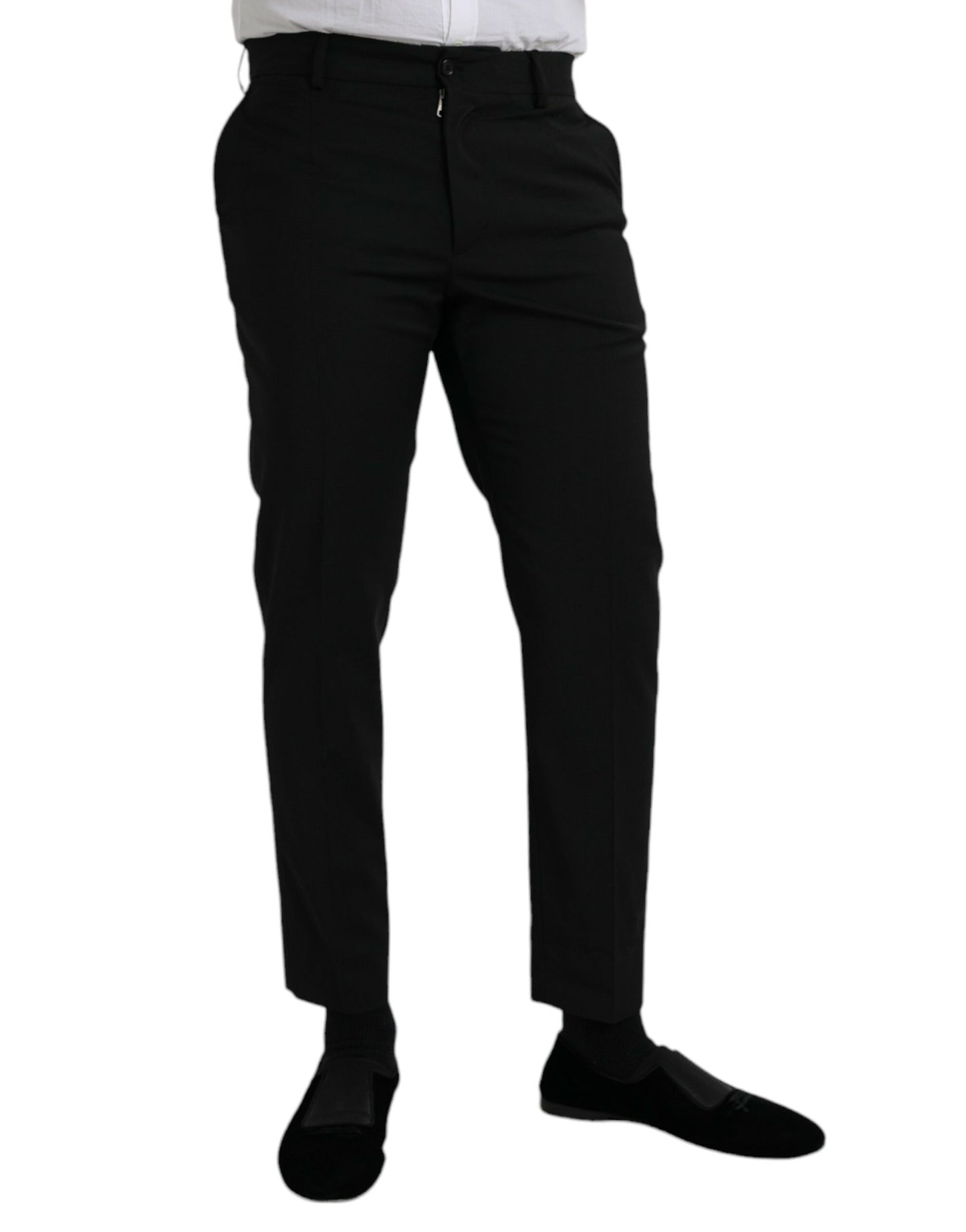 Dolce &amp; Gabbana Black Wool SlimFit Dress Formell Byxa