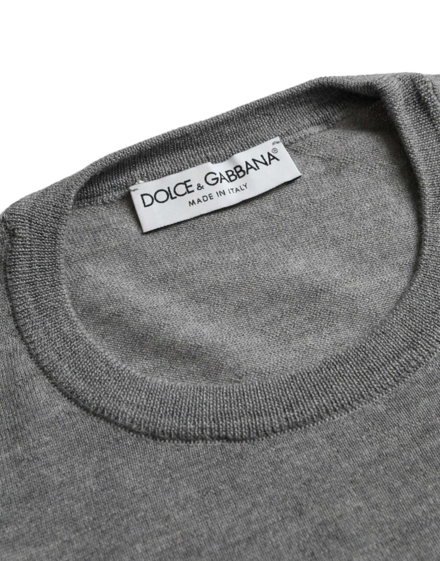 Dolce &amp; Gabbana Ash Grey Wool Tröja med rund hals