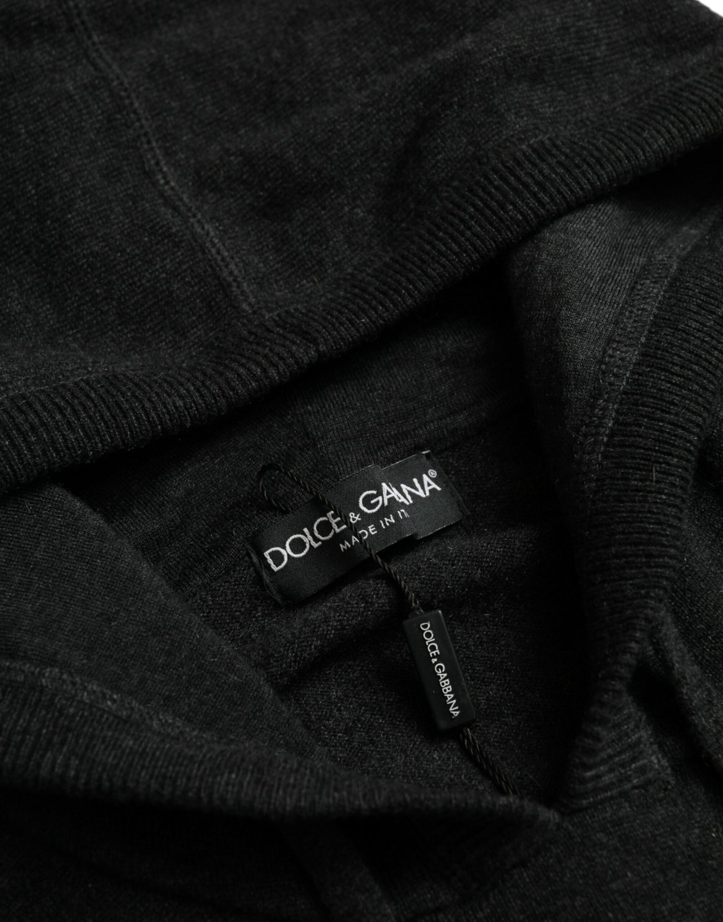 Dolce &amp; Gabbana Mörkgrå Cashmere Tröja med huva