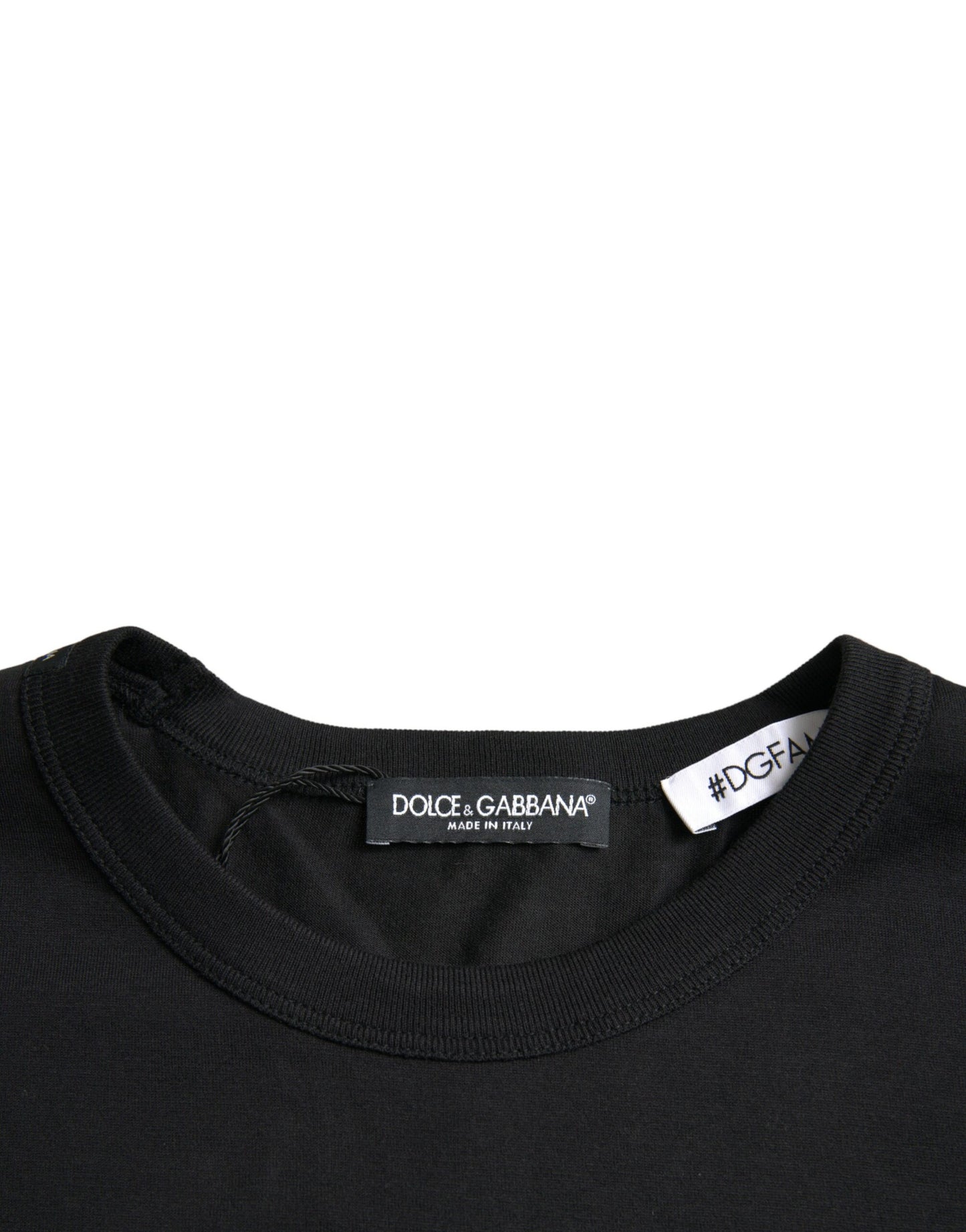 Camiseta de cuello redondo de algodón negra #DGFamily de Dolce &amp; Gabbana