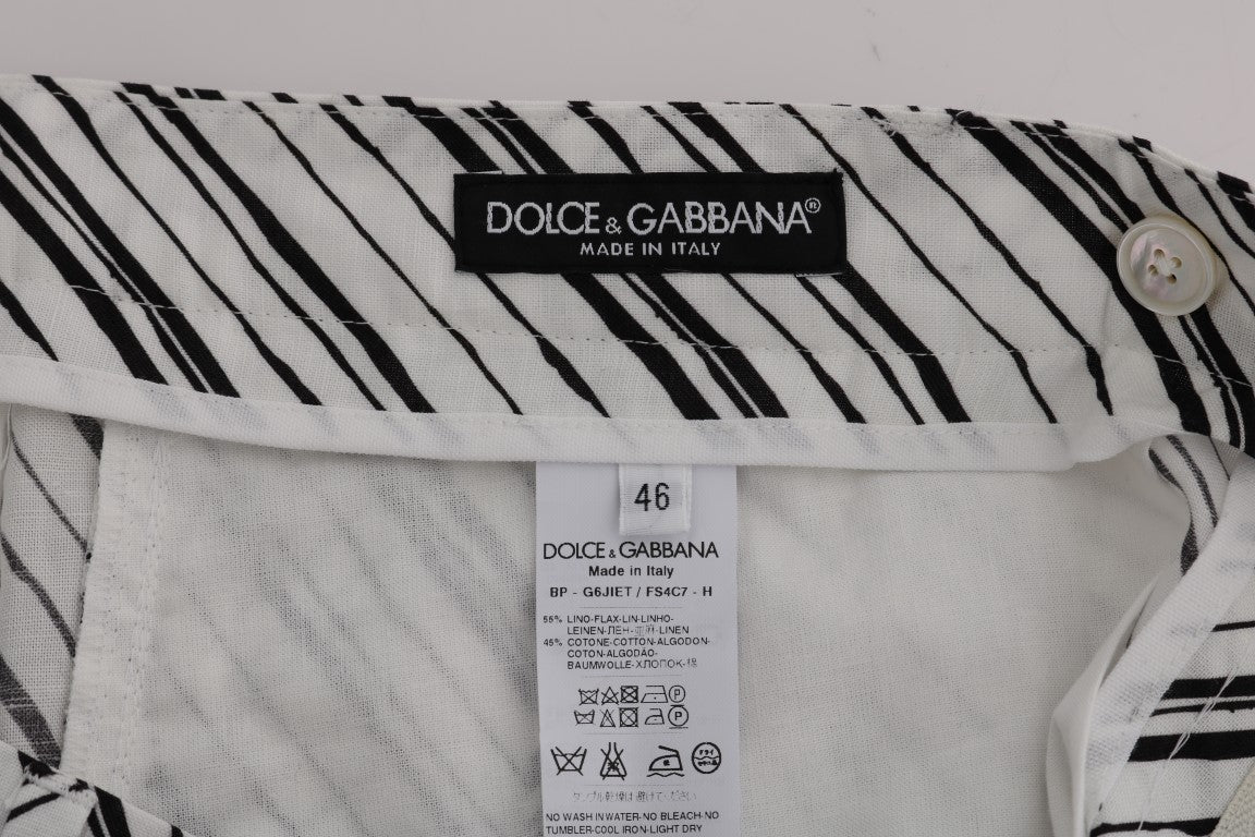 Dolce &amp; Gabbana eleganta randiga shorts i bomull och linne