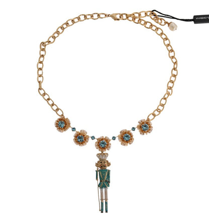 Dolce &amp; Gabbana Elegant Gold Crystal Statement halsband